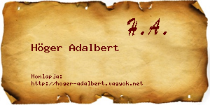 Höger Adalbert névjegykártya